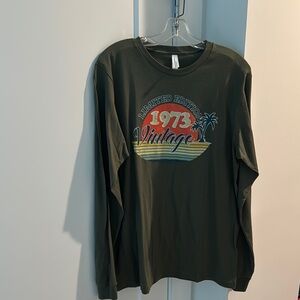 Bella Canvas Olive Green Long Sleeve Tee with Vintage 1973 Graphic